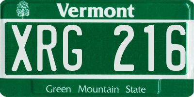 VT license plate XRG216