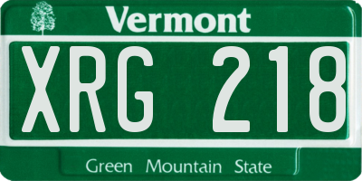 VT license plate XRG218