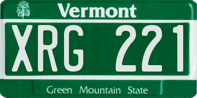 VT license plate XRG221