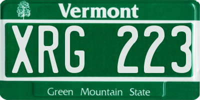 VT license plate XRG223