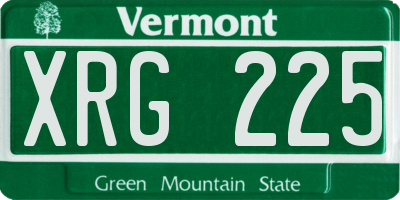 VT license plate XRG225