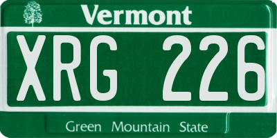 VT license plate XRG226
