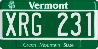 VT license plate XRG231