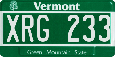 VT license plate XRG233