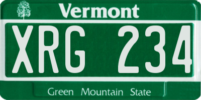 VT license plate XRG234