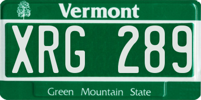 VT license plate XRG289