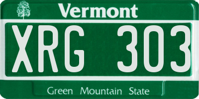 VT license plate XRG303