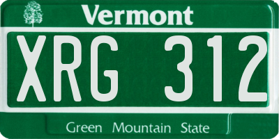 VT license plate XRG312