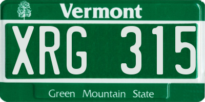 VT license plate XRG315