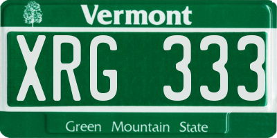 VT license plate XRG333