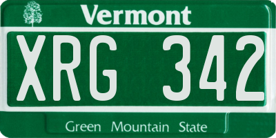 VT license plate XRG342