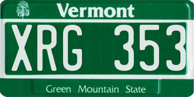 VT license plate XRG353