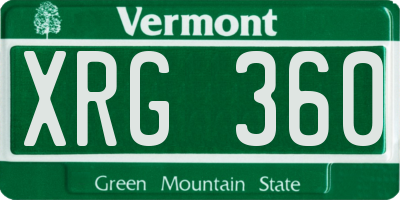 VT license plate XRG360