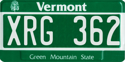 VT license plate XRG362