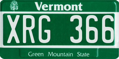 VT license plate XRG366
