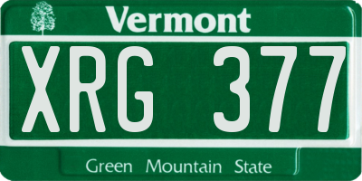 VT license plate XRG377