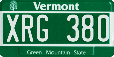 VT license plate XRG380