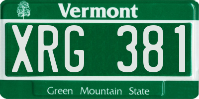 VT license plate XRG381