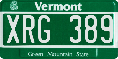 VT license plate XRG389