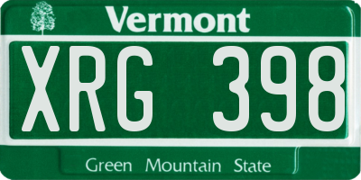 VT license plate XRG398