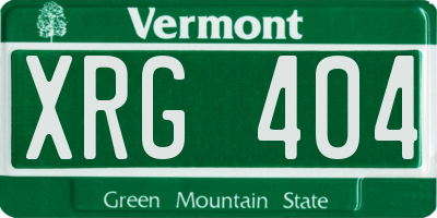 VT license plate XRG404