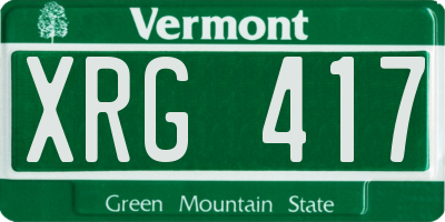 VT license plate XRG417