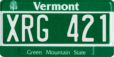 VT license plate XRG421