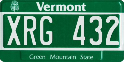 VT license plate XRG432