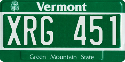 VT license plate XRG451