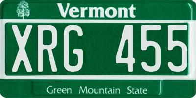 VT license plate XRG455
