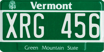 VT license plate XRG456