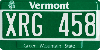 VT license plate XRG458