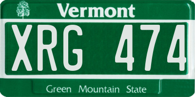 VT license plate XRG474