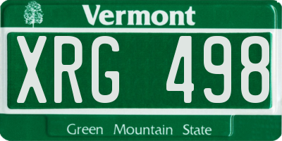 VT license plate XRG498