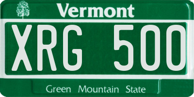 VT license plate XRG500