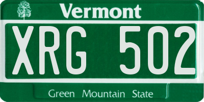 VT license plate XRG502