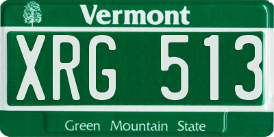 VT license plate XRG513