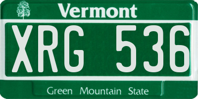 VT license plate XRG536