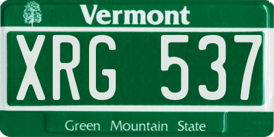 VT license plate XRG537