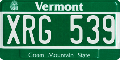 VT license plate XRG539
