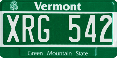 VT license plate XRG542