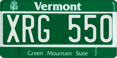 VT license plate XRG550
