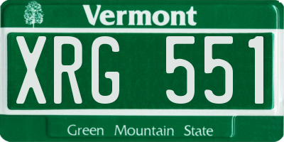 VT license plate XRG551
