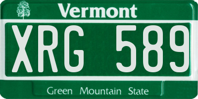 VT license plate XRG589
