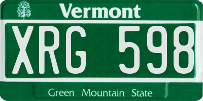 VT license plate XRG598