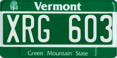 VT license plate XRG603
