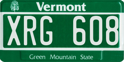 VT license plate XRG608