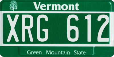 VT license plate XRG612