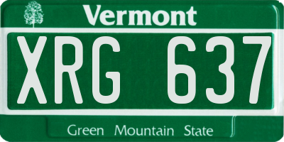 VT license plate XRG637