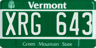 VT license plate XRG643